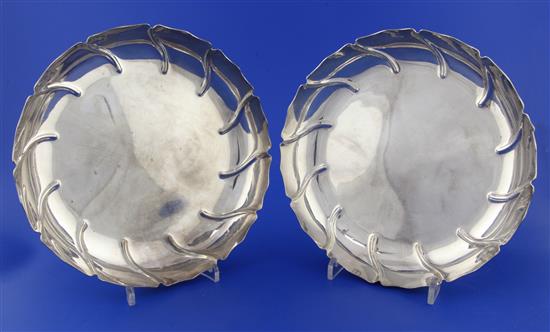 A pair of late Victorian silver strawberry dishes by Dobson & Sons, 30 oz.